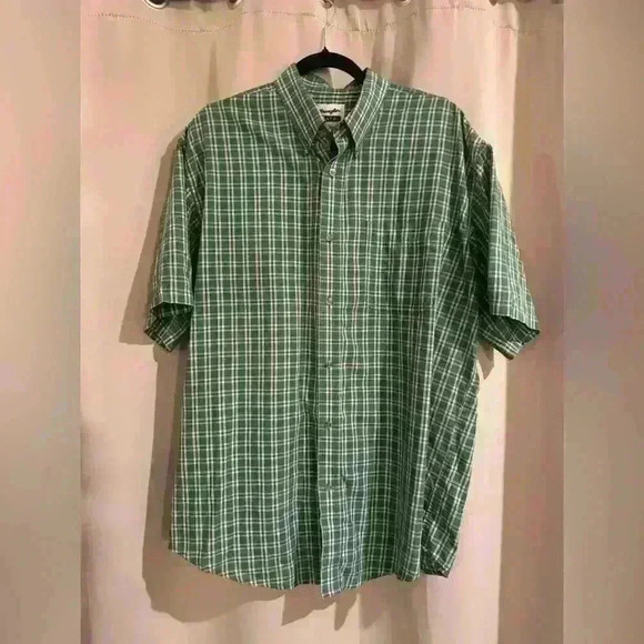 Men’s Green Plaid Wrangler Button Down - Picture 1 of 5